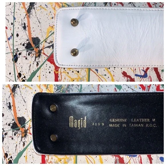 Magid White leather cummerbund style belt. - Picture 5 of 9